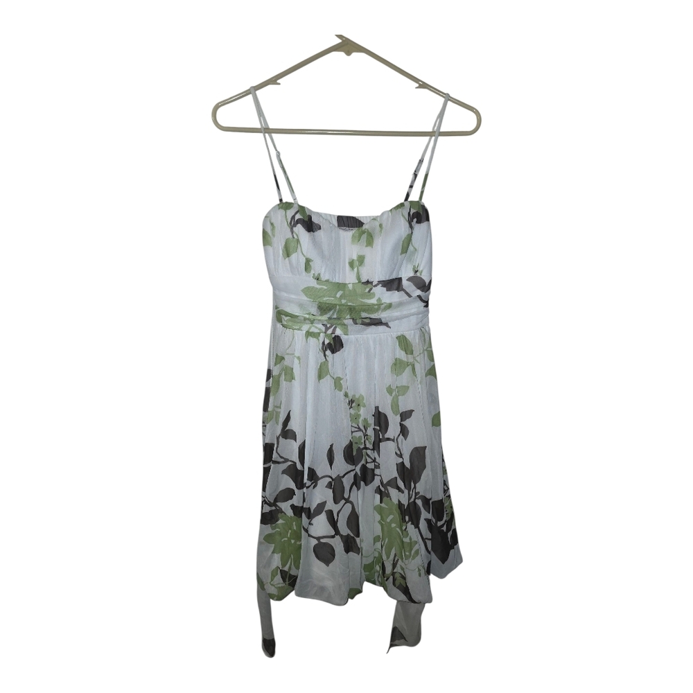 Speechless White Dress with Green Floral Pattern